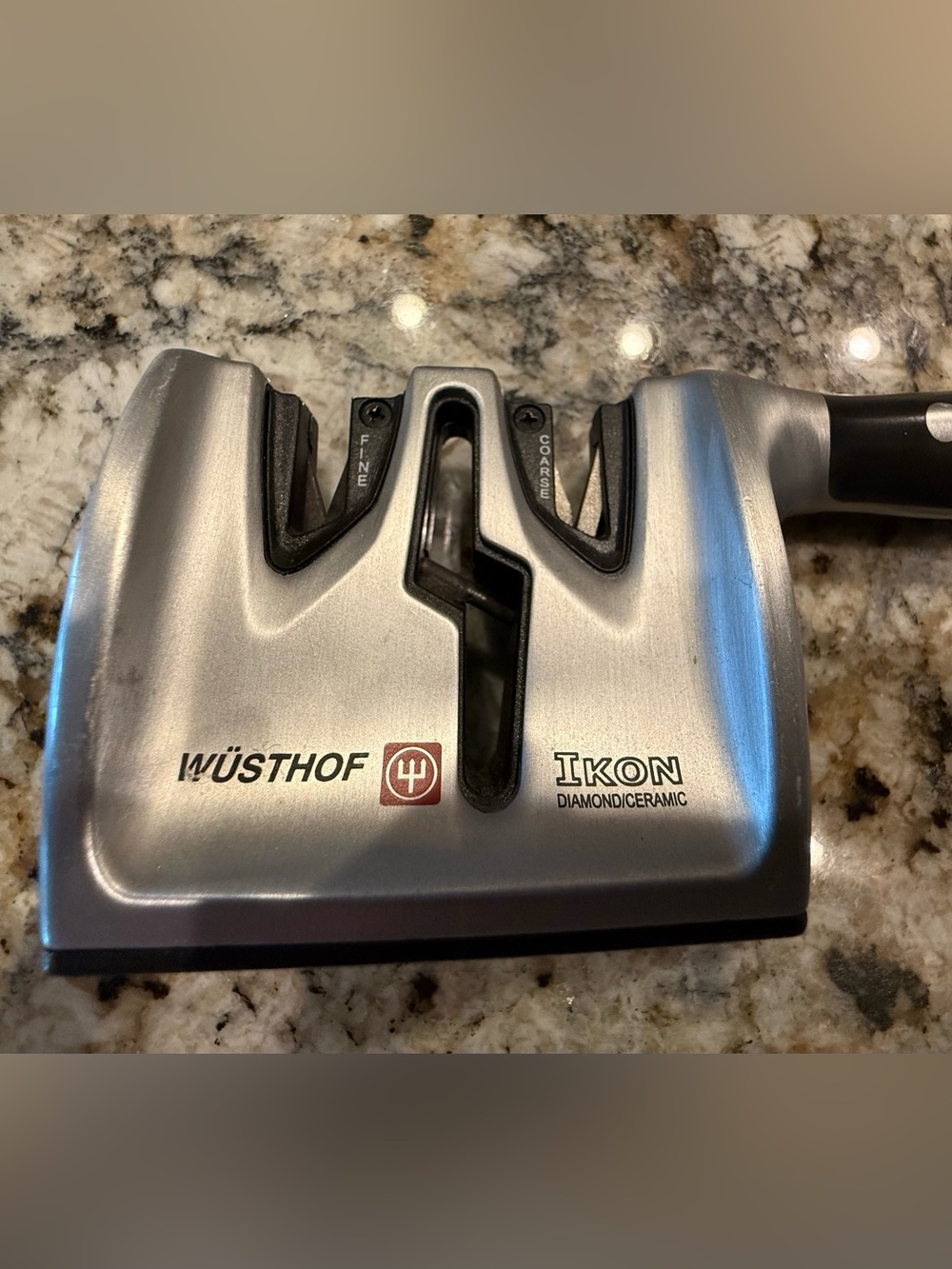 Wusthof IKON Diamond/Ceramic Knife Sharpener - Silver with Black Accents